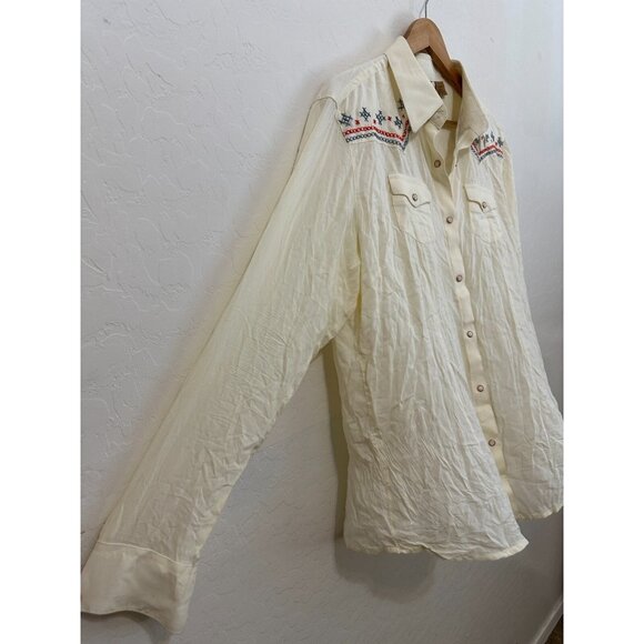 Wrangler Womans Button Up Size L Western Boho Embroidered Cowboy Rodeo Country - Picture 10 of 13